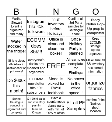 JK December Bingo! Bingo Card