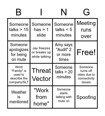 SLT Bingo Card