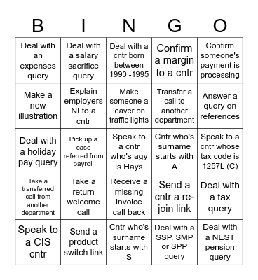 Customer Care Bingo! Bingo Card