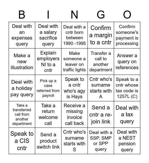 Customer Care Bingo! Bingo Card