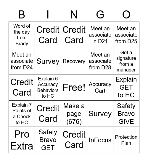 February (1/30-2/26) Front End Bingo Card