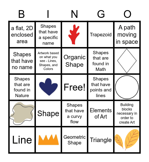 All About Shapes Bingo Card