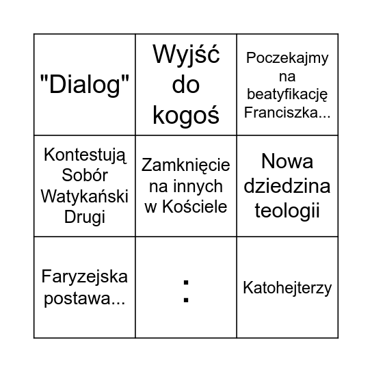 Gość Niedzielny - bingo Card