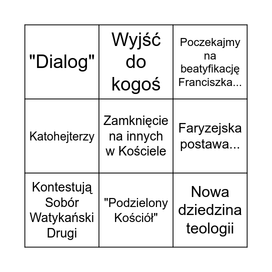 Gość Niedzielny - bingo Card