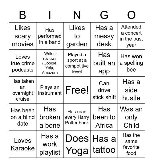 Find 2 Workmates Who.... Bingo Card