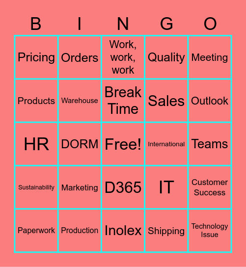 Inolex Bingo Card
