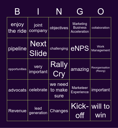 stay focused! Bingo Card