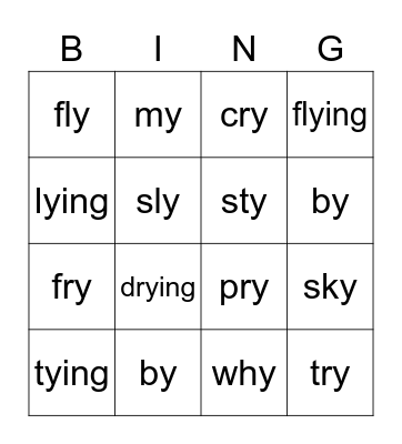 y/i/ Bingo Card