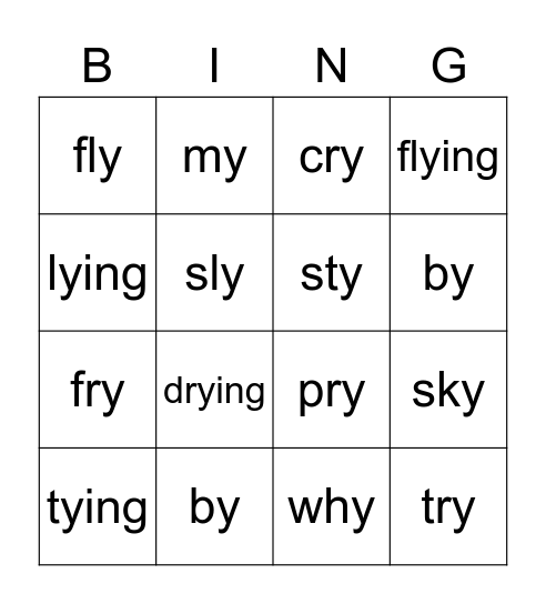 y/i/ Bingo Card