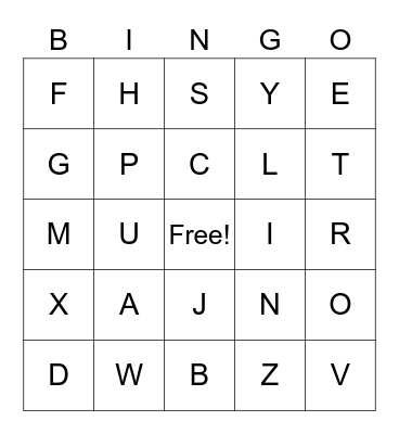 Letter Sounds Bingo Card