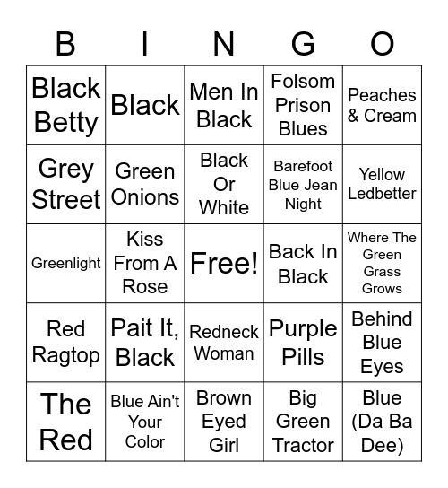 Color Coordination Bingo Card