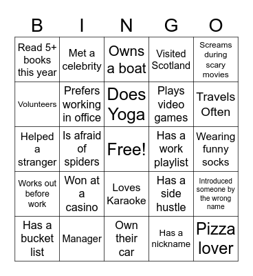 "Get to Know You" Bingo Card