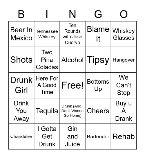 Drinking Songs! Bingo Card
