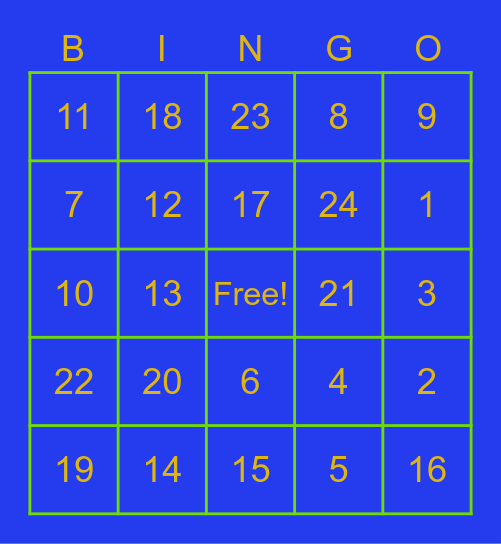 Long Division Bingo Card