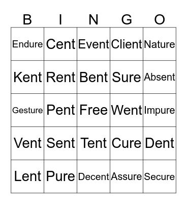 Review Bingo! Bingo Card