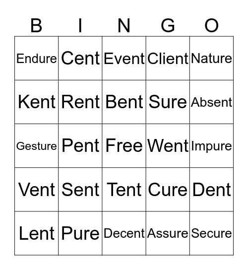 Review Bingo! Bingo Card