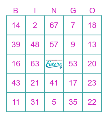 Encore's Family Game Night BINGO! Bingo Card