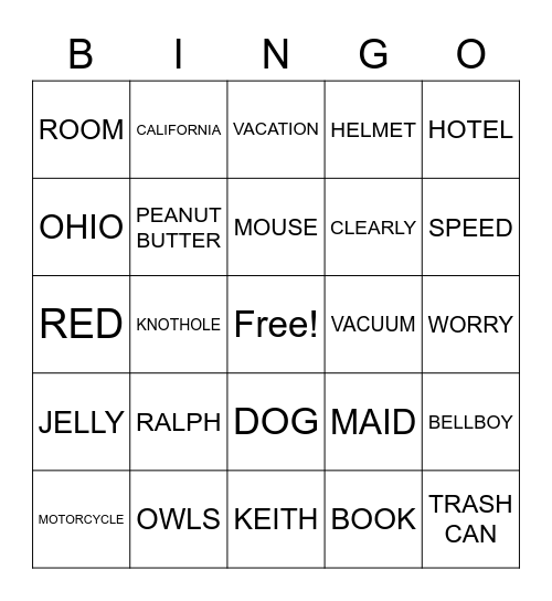 MOUSE AND THE MOTORCYCLE Bingo Card