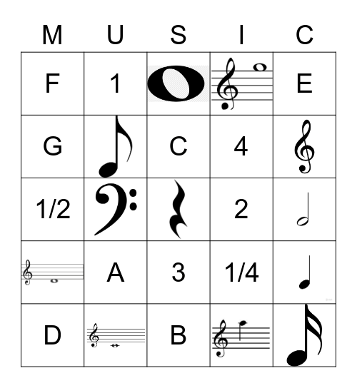 Music Bingo Card