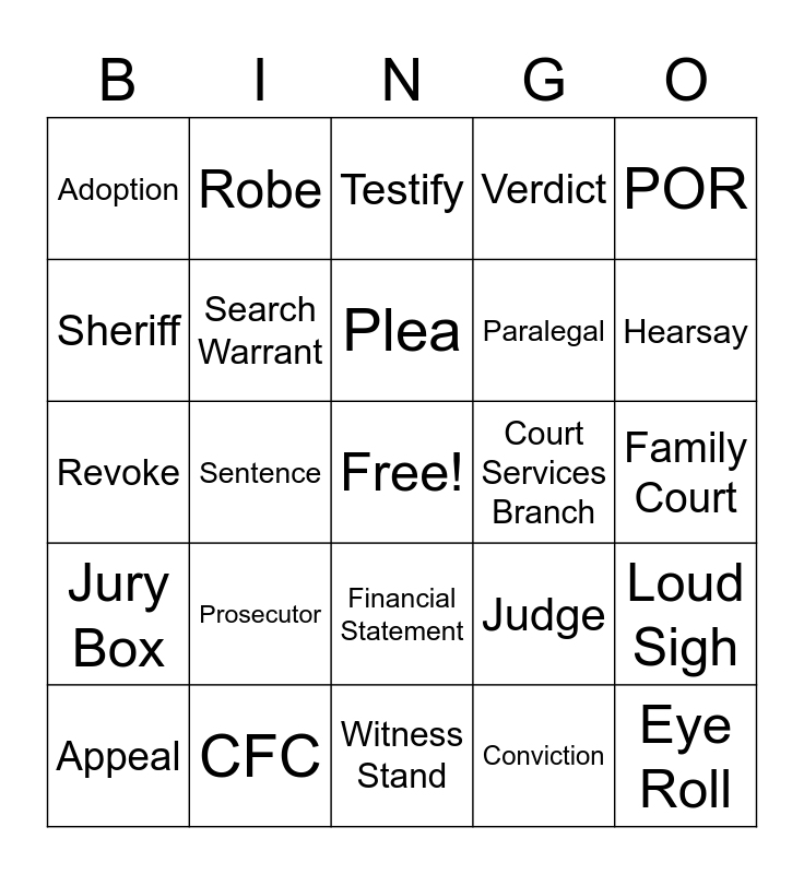 Court Bingo Card