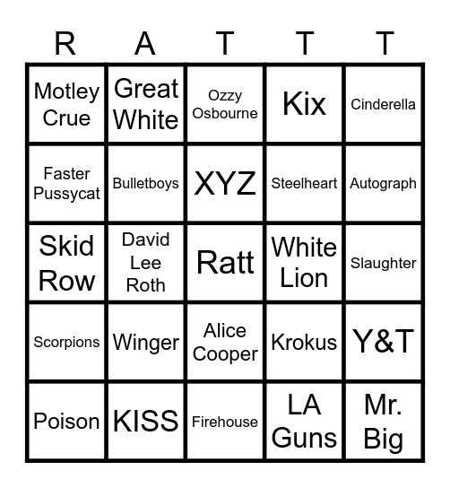 Hair Nation Bingo Card