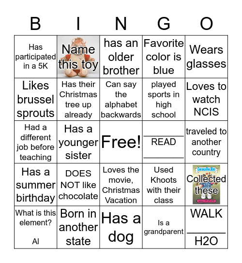 Getting to Know You Bingo Card