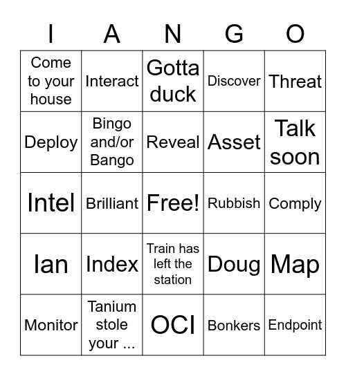 I A N G O Bingo Card