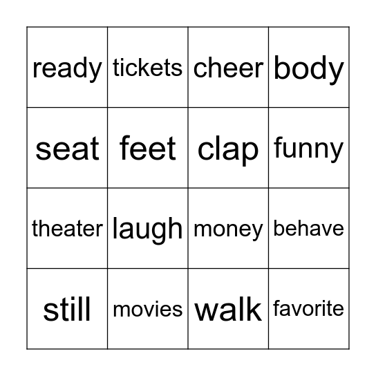 At the Movies Bingo Card