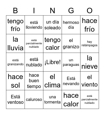 El Tiempo 2 Bingo Card