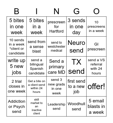 PHY Bingo Card