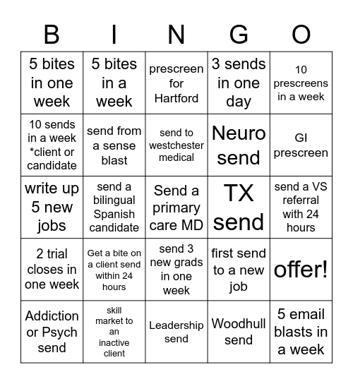 PHY Bingo Card