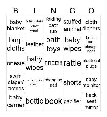 BABY KAPLAN BINGO!! Bingo Card