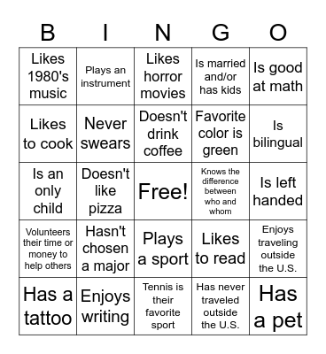 Fancy Meeting You Here Bingo Card