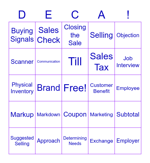 DECA Customer Service BINGO! Bingo Card