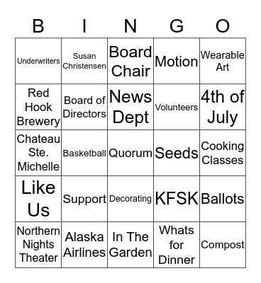 KFSK ANNUAL MEETING BINGO Card