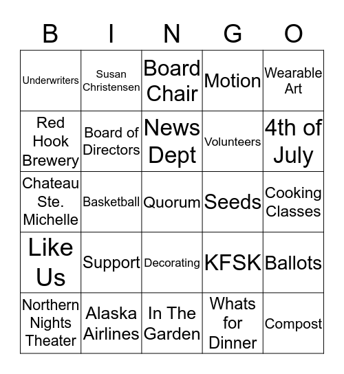 KFSK ANNUAL MEETING BINGO Card