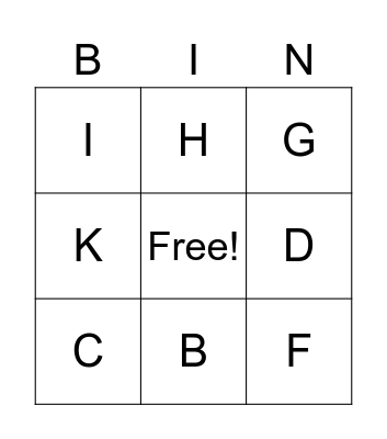 Alphabet Letters Bingo Card