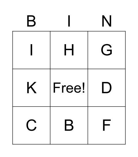 Alphabet Letters Bingo Card