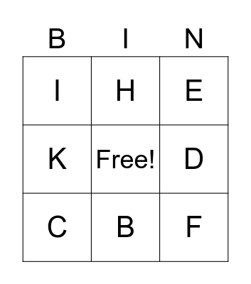 Alphabet Letters Bingo Card