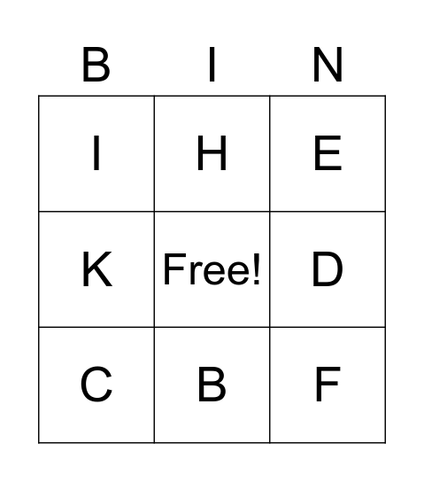 Alphabet Letters Bingo Card