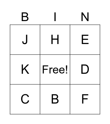 Alphabet Letters Bingo Card