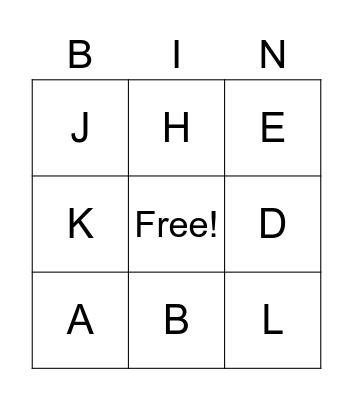 Alphabet Letters Bingo Card