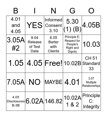 CASE Q Bingo Card