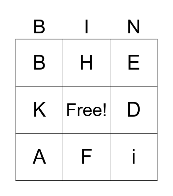 Alphabet Letters Bingo Card