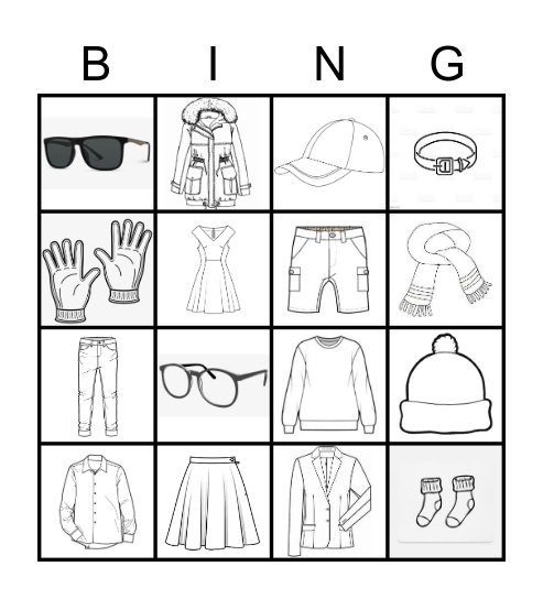 De kleding- Els Bingo Card