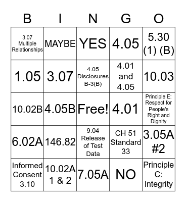 CASE Q Bingo Card