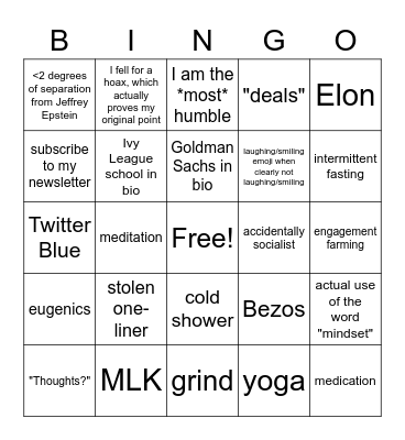 Mindset/VC/Investment/Crypto Twitter Bingo Card