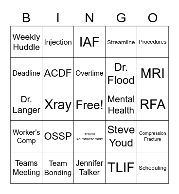 Augusta Bingo Card