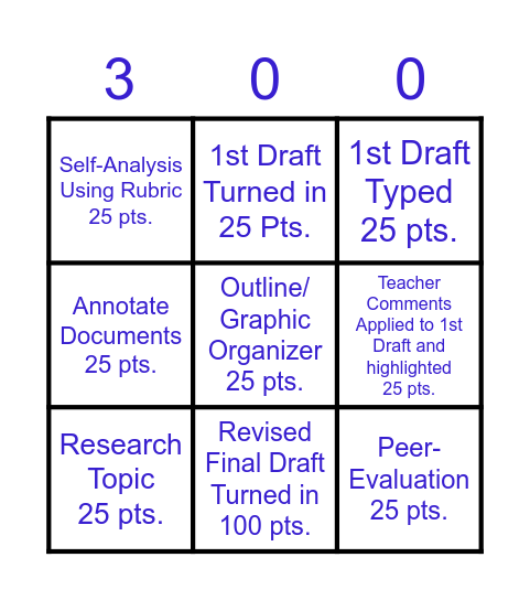 Argumentative Writing Bingo Card