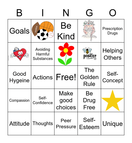 Positive Action Bingo Card